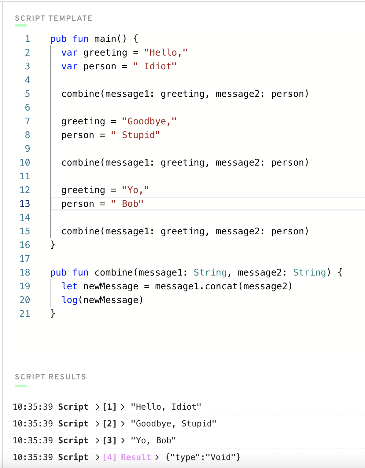 In this example, we define a function called combine , which does the ...